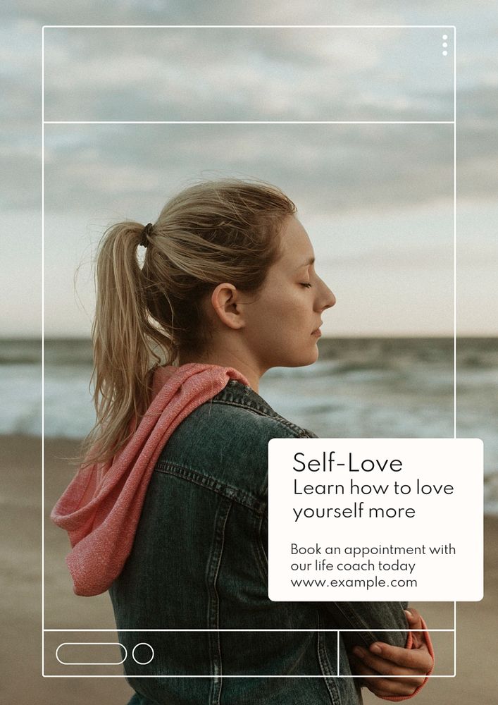 Self-love  poster template, editable text and design