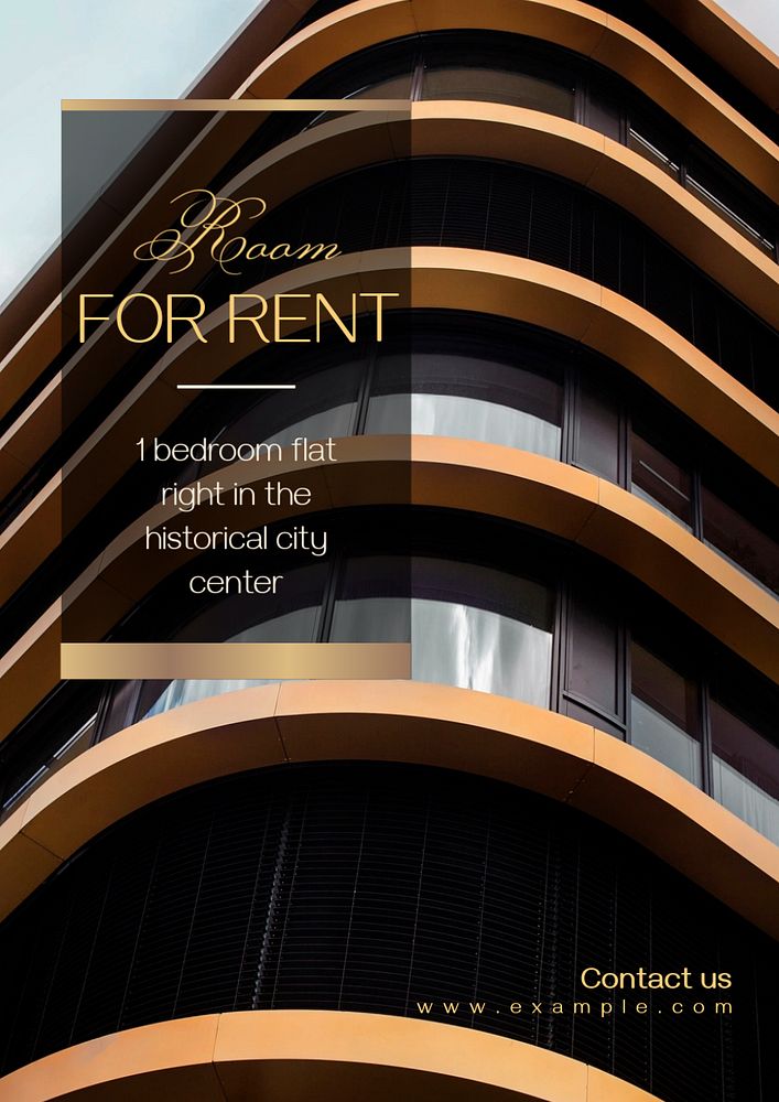 Room for rent  poster template, editable text and design