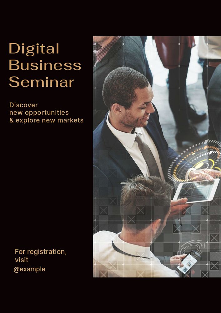 Digital business seminar  poster template, editable text and design