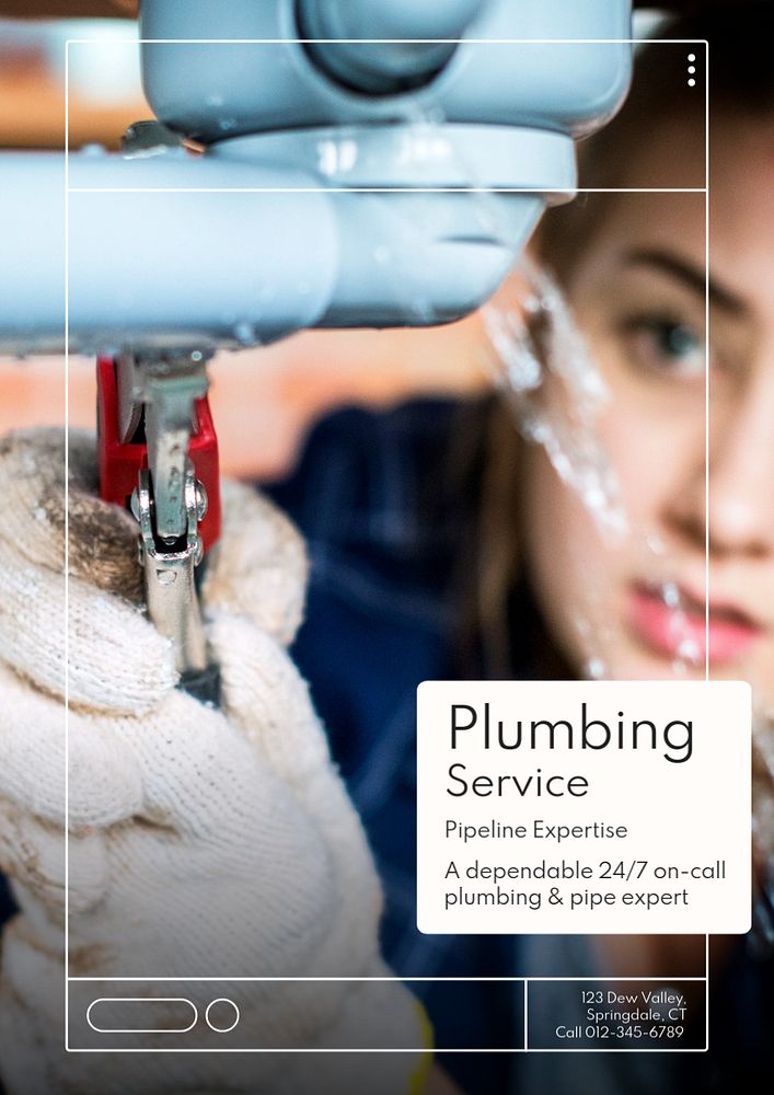 Plumbing poster template, editable text and design