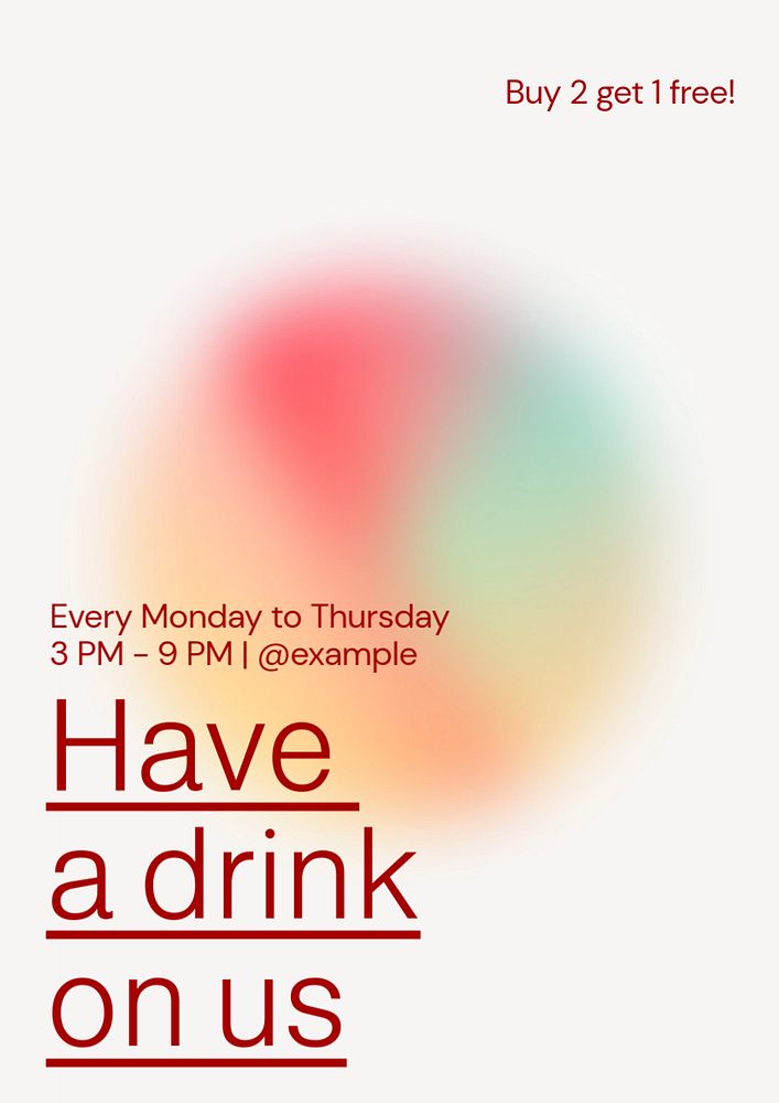 Have a drink on us poster template, editable text