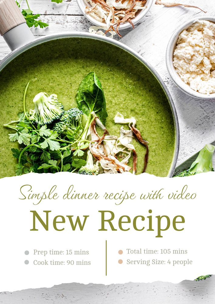 New recipe  poster template, editable text and design