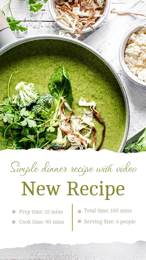 New recipe  Instagram story template, editable text