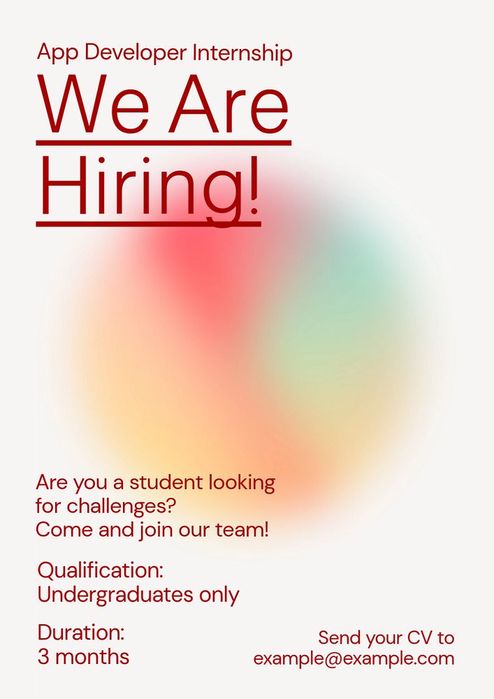 App developer internship poster template, editable text