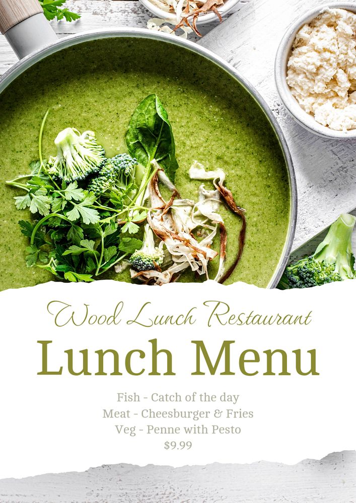 Lunch menu  poster template, editable text and design