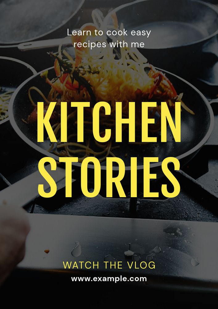 Kitchen stories  poster template, editable text and design