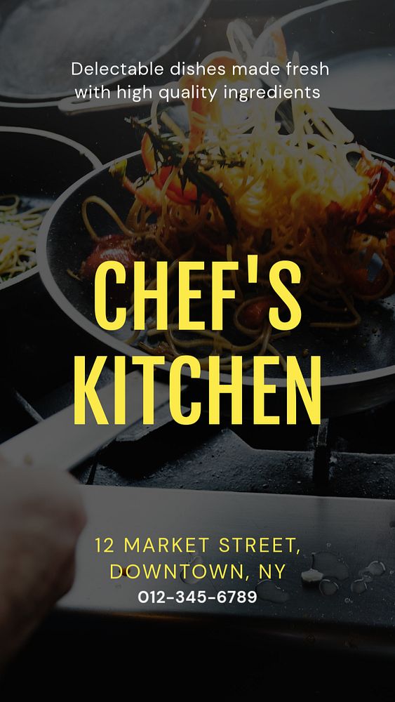 Chef's kitchen  Instagram story template, editable text