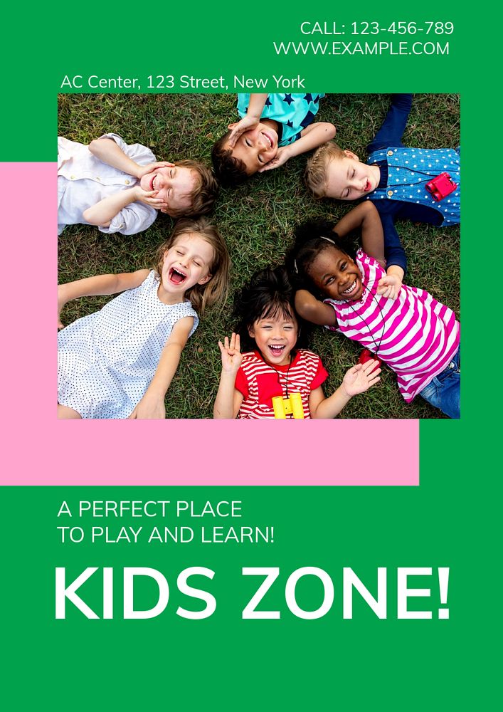 Kids zone  poster template, editable text and design