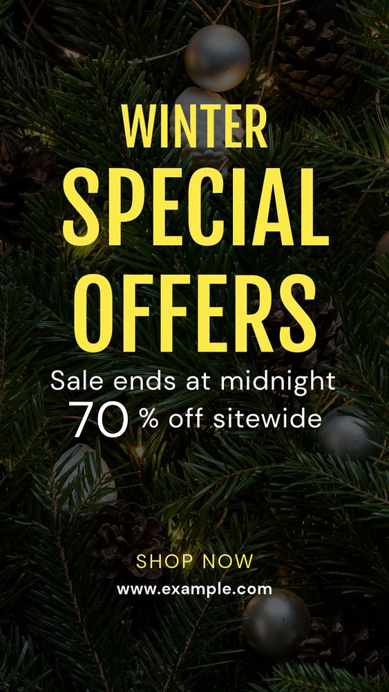 Winter sale Instagram story template, editable text