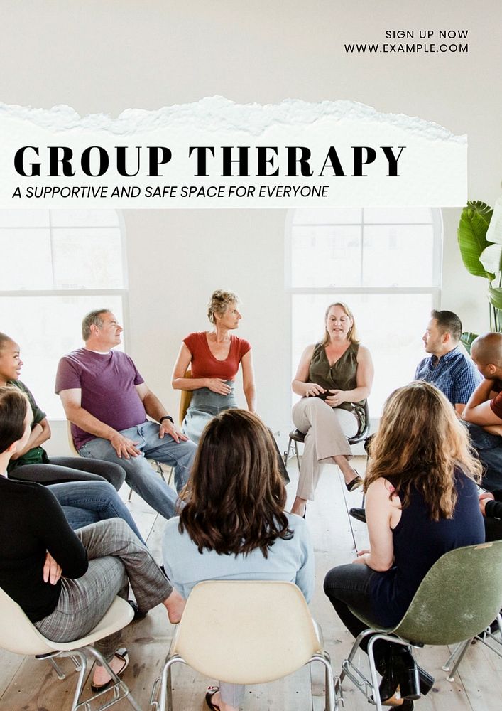 Group therapy  poster template, editable text and design