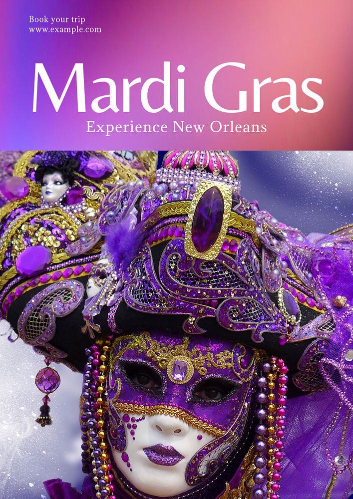 Mardi Gras  poster template, editable text and design