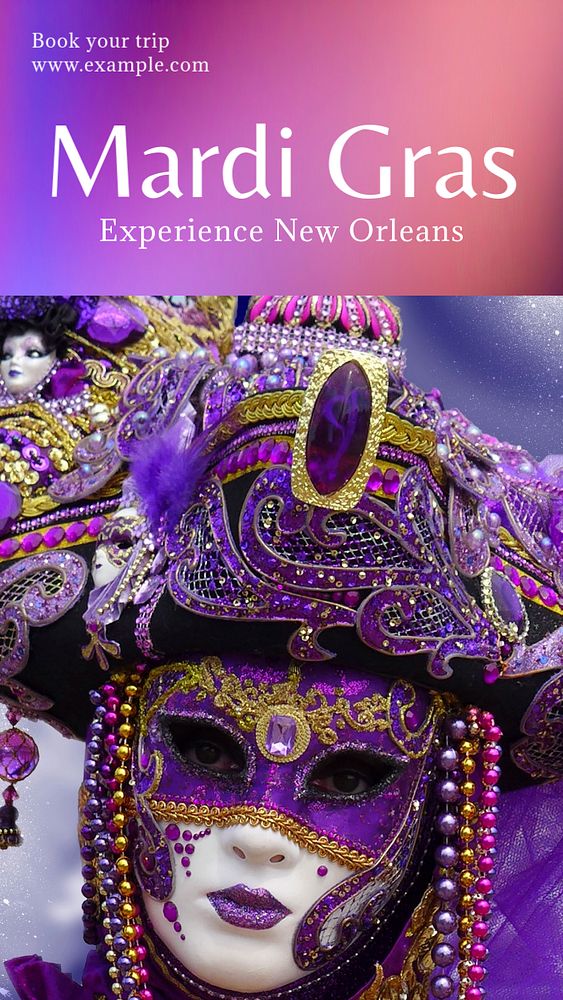 Mardi Gras  Instagram story template, editable text