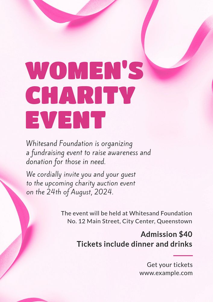 Women's charity event poster template, editable text