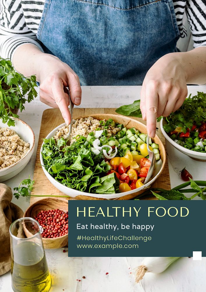 Healthy food  poster template, editable text and design