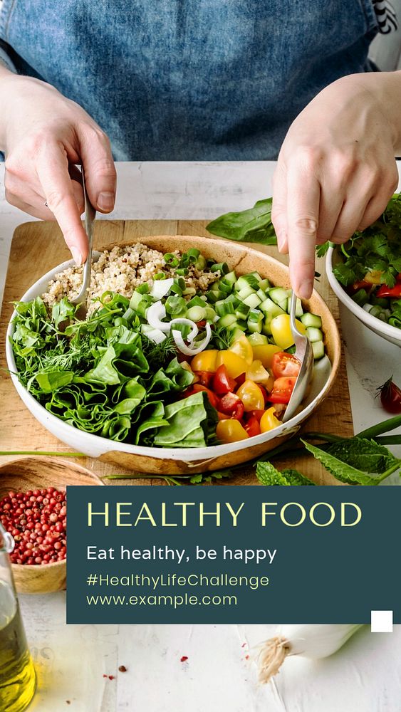 Healthy food  Instagram story template, editable text