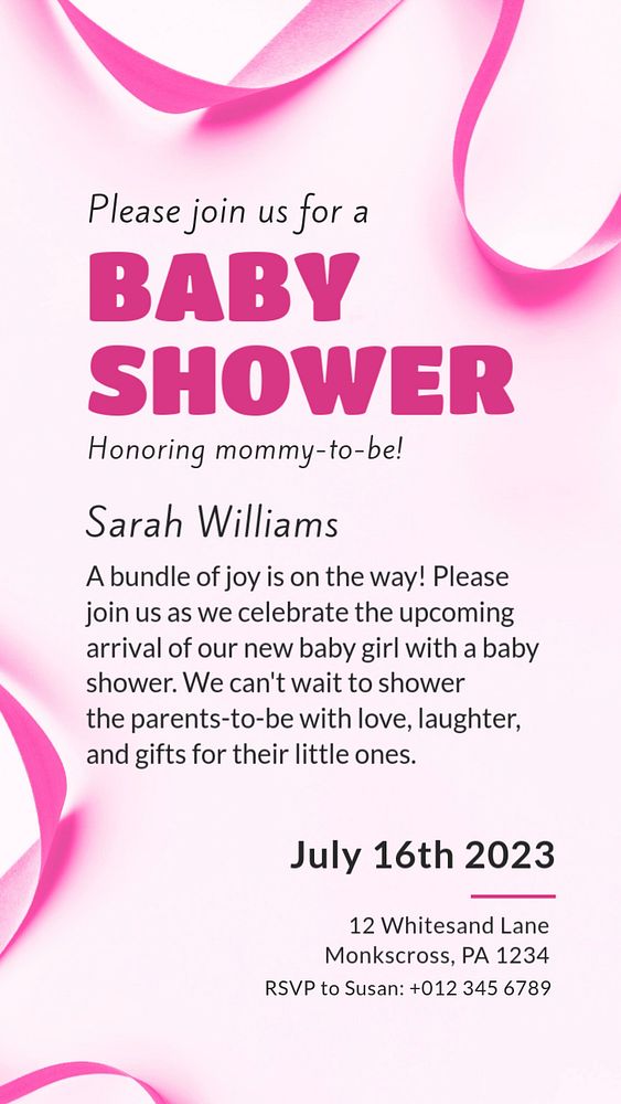 Baby shower social story template, editable design