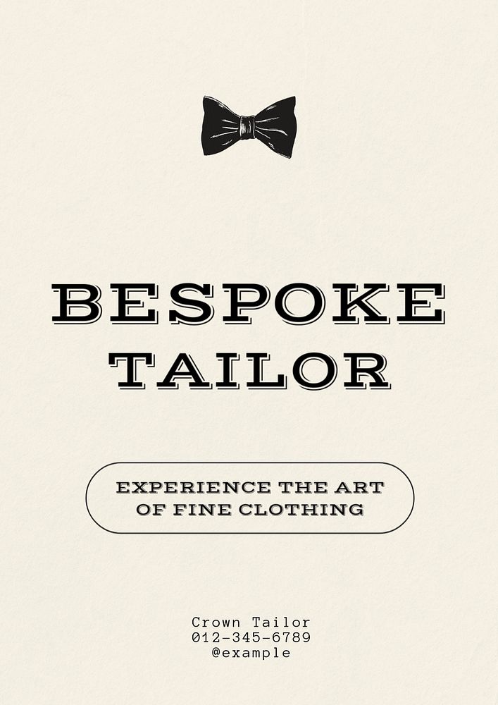 Bespoke tailor & clothing poster template, editable text