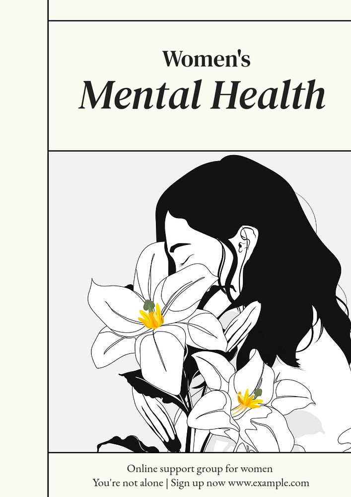 Women's mental health  poster template, editable text and design