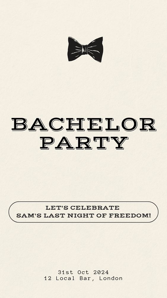 Bachelor party social story template, editable design