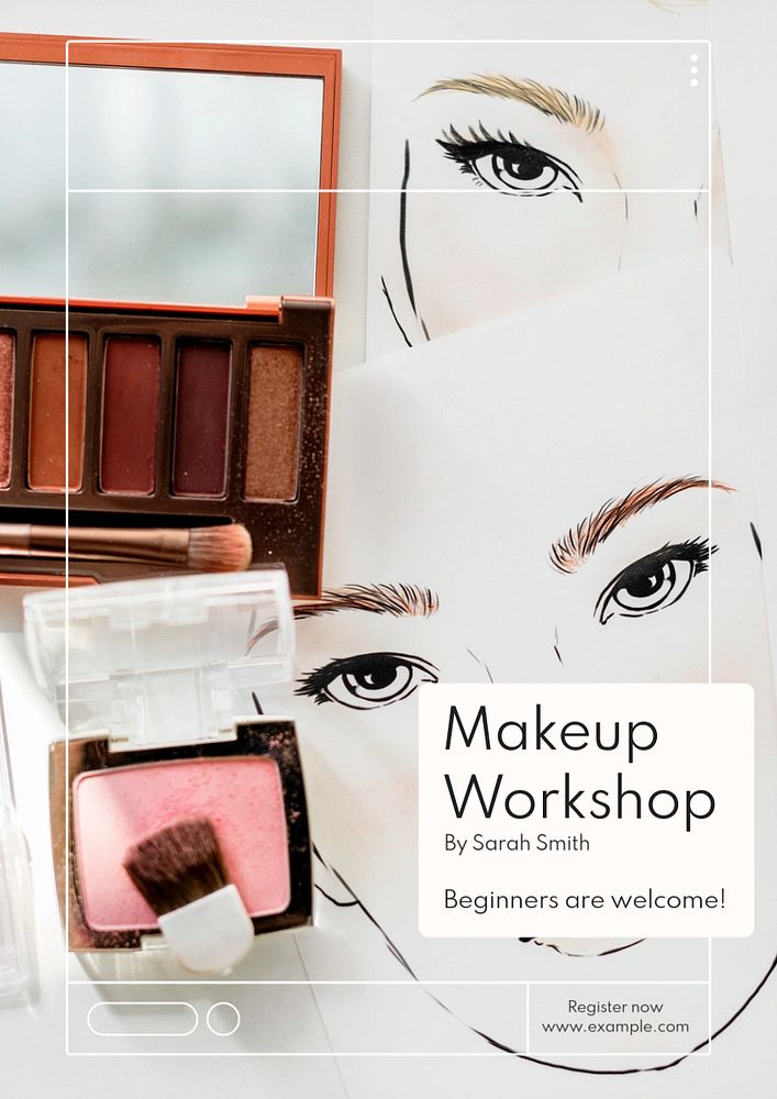 Makeup workshop  poster template, editable text and design