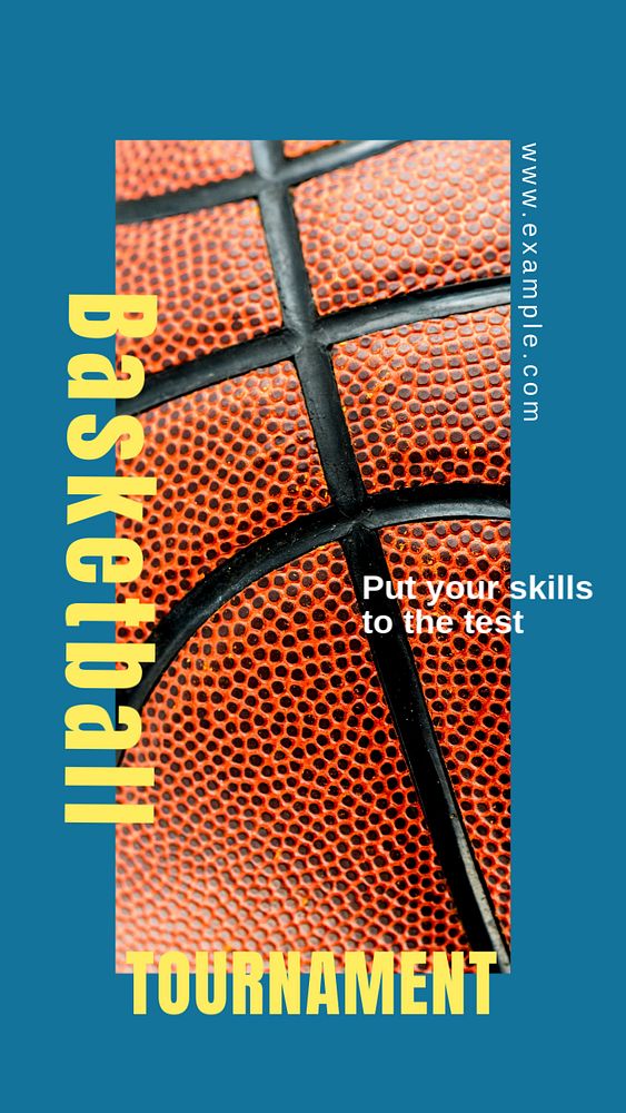 Basketball tournament  Instagram story template, editable text