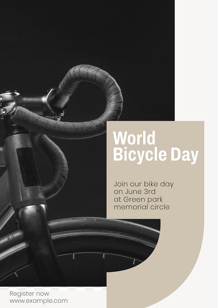 World bicycle day  poster template, editable text and design