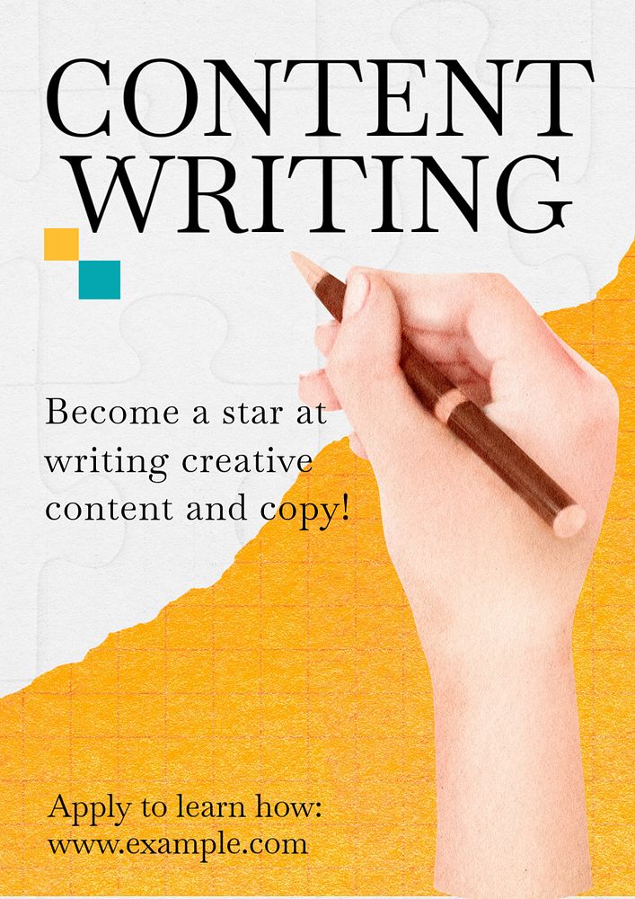 Content writing  poster template, editable text and design