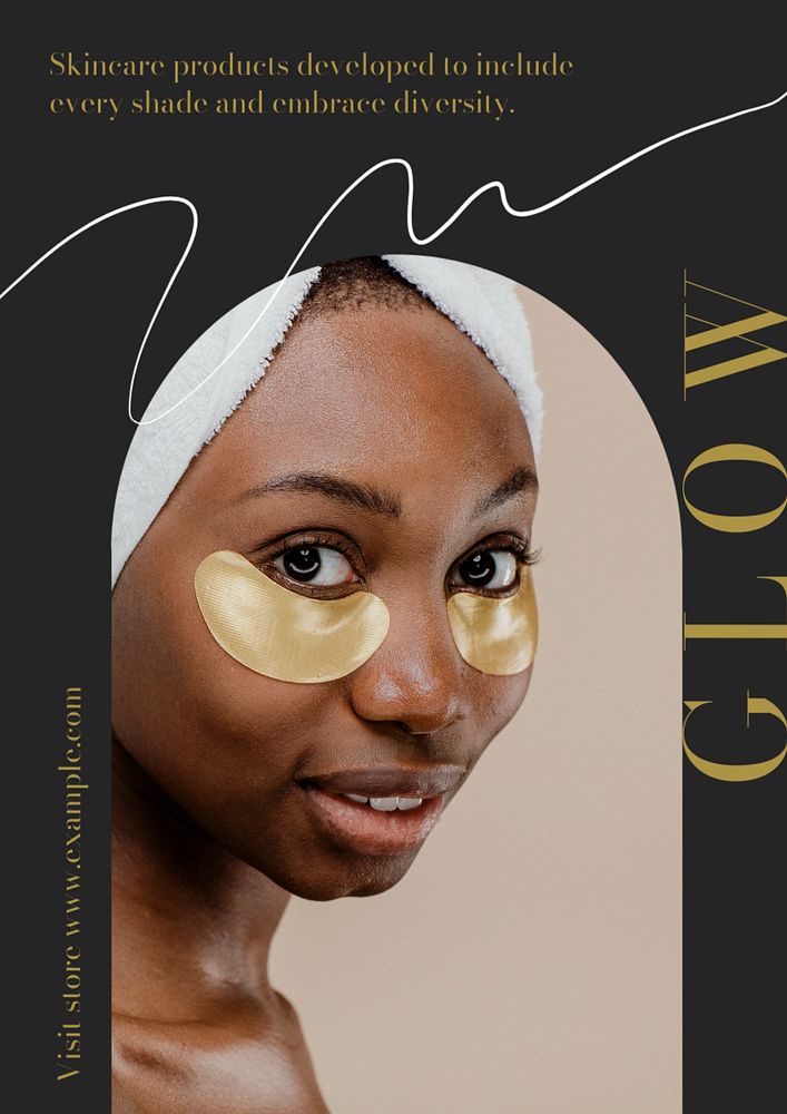 Glow beauty  poster template, editable text and design