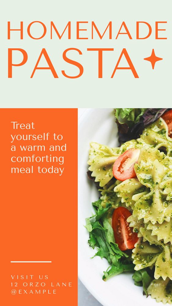 Homemade pasta  Instagram story template, editable text