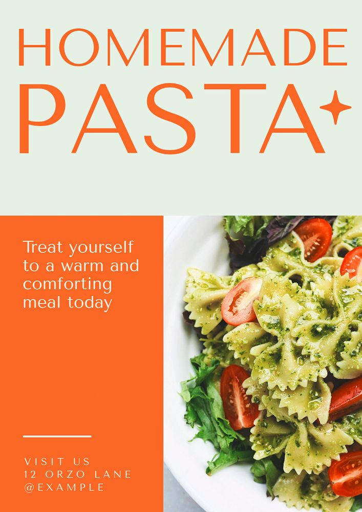 Homemade pasta  poster template, editable text and design