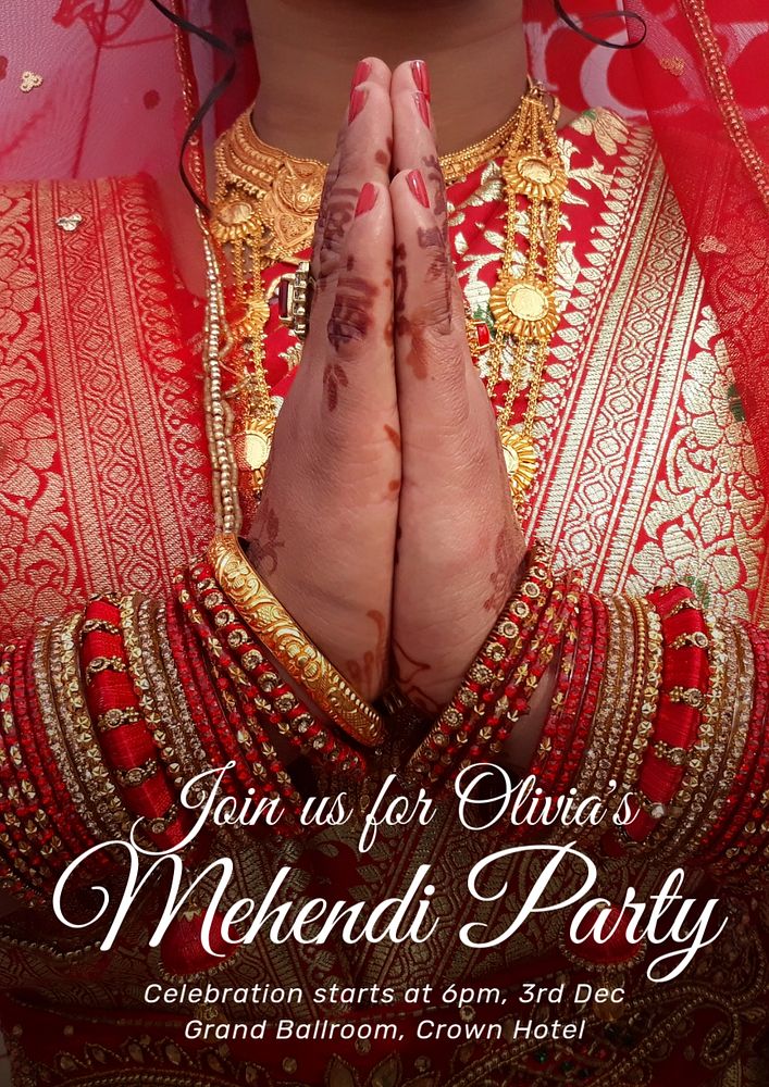 Mehendi & henna party  poster template, editable text and design