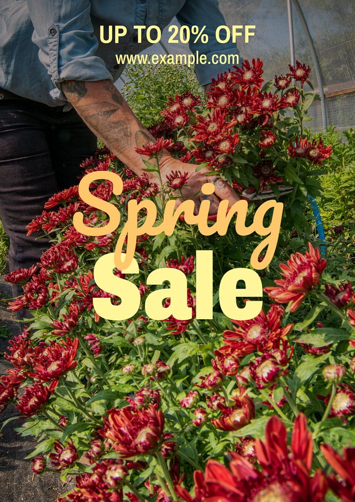 Spring sale poster template, editable text and design