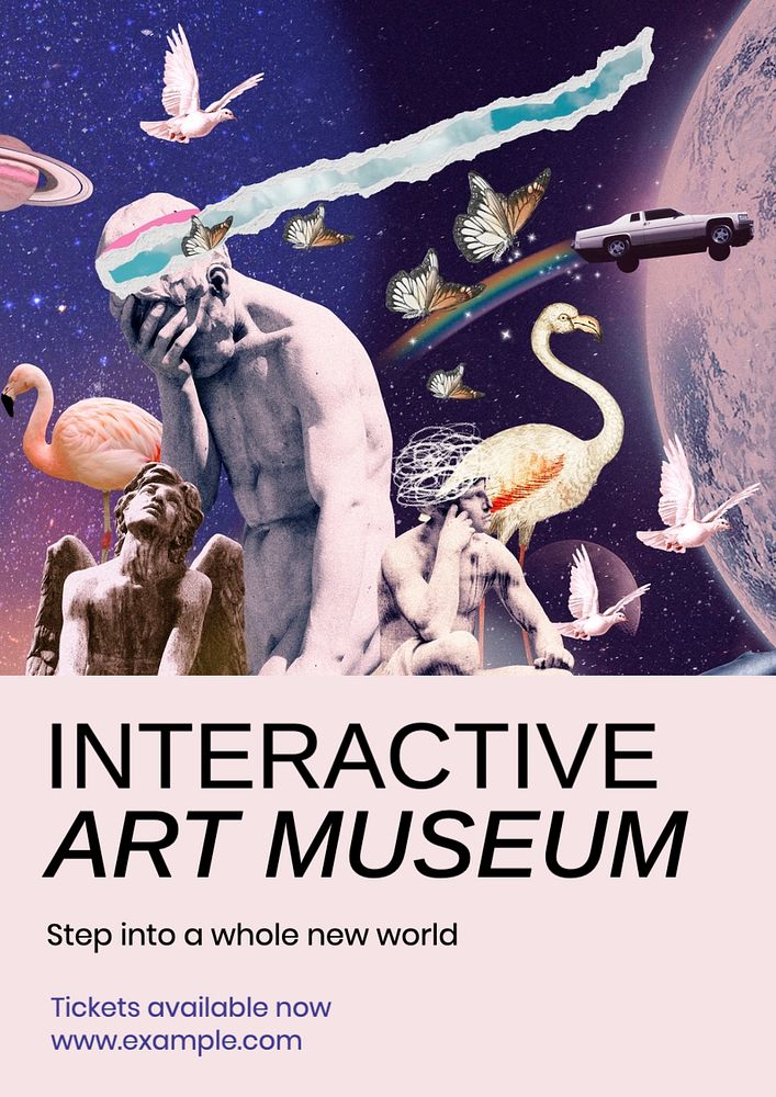 Interactive art museum poster template, editable text and design