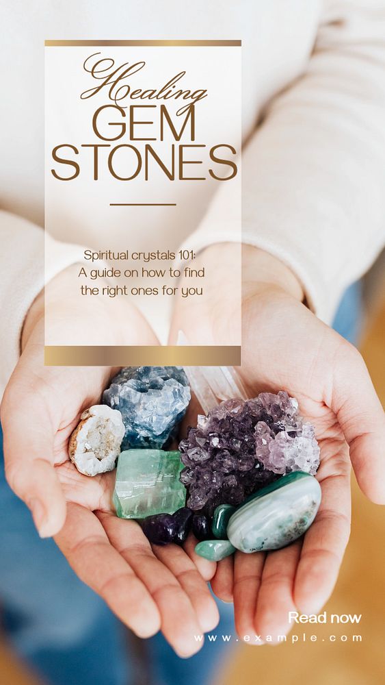 Healing & spiritual gemstones Facebook story template, editable design