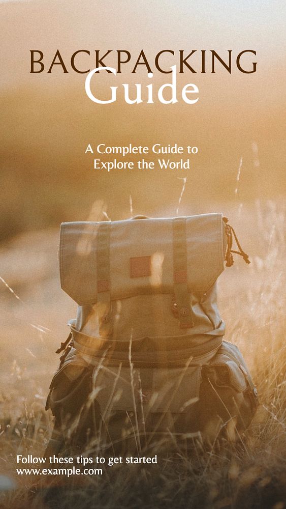 Backpacking guide Instagram story template, editable text