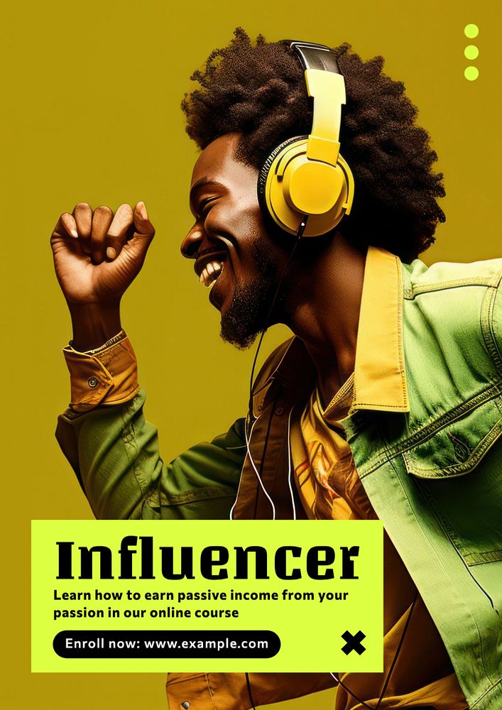 Influencer course poster template, editable text and design