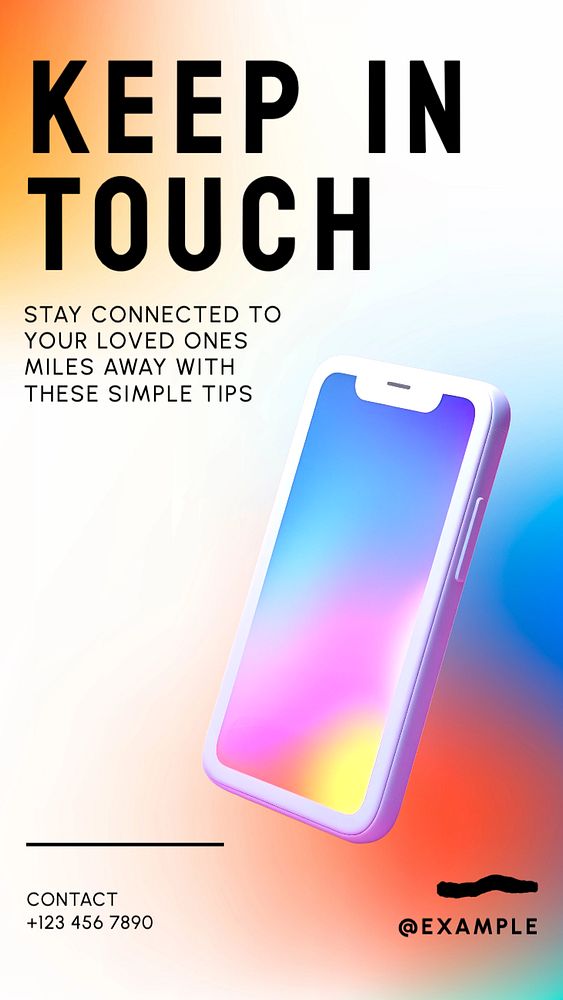 Keep in touch Instagram story template, editable text