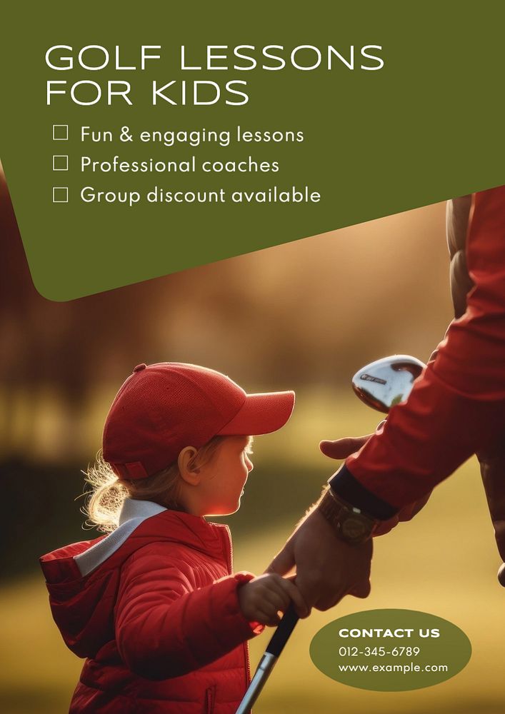 Golf lessons poster template, editable text and design