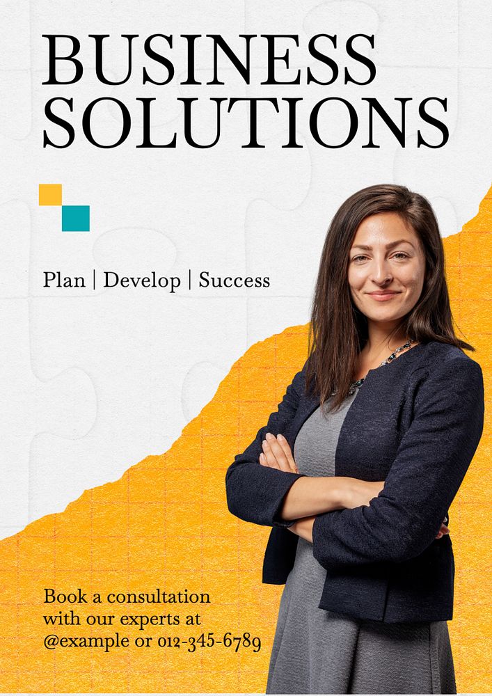 Business solutions poster template, editable text and design