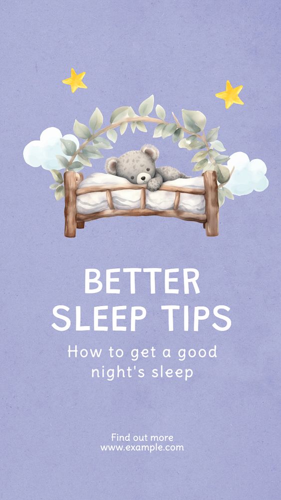 Better sleep tips Instagram story template, editable text