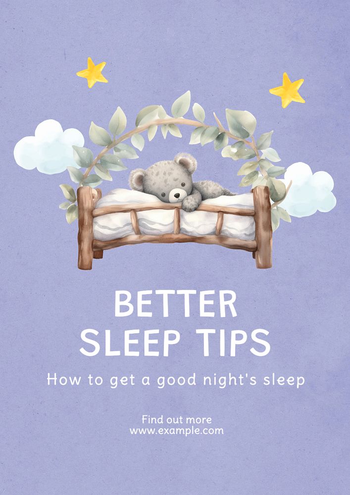 Better sleep tips poster template, editable text and design