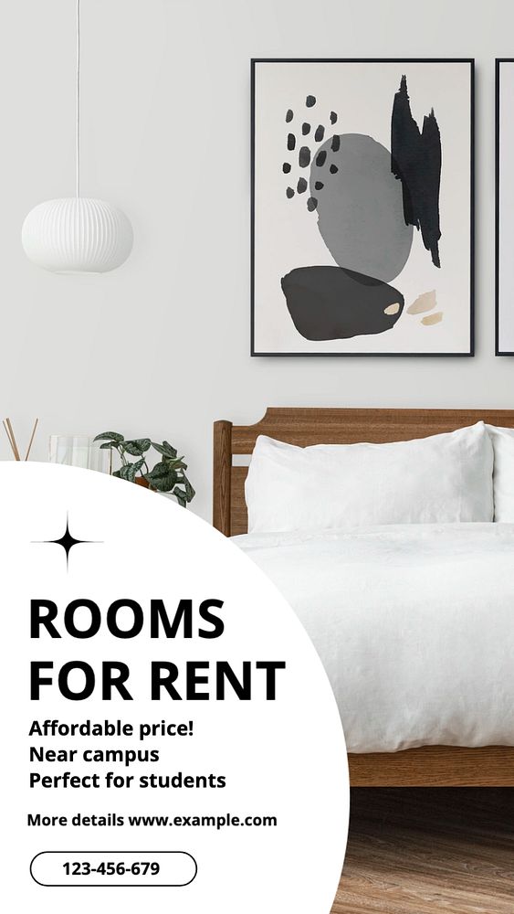 Rooms for rent  Facebook story template, editable design