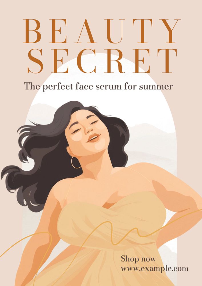 Beauty secrets poster template, editable text and design