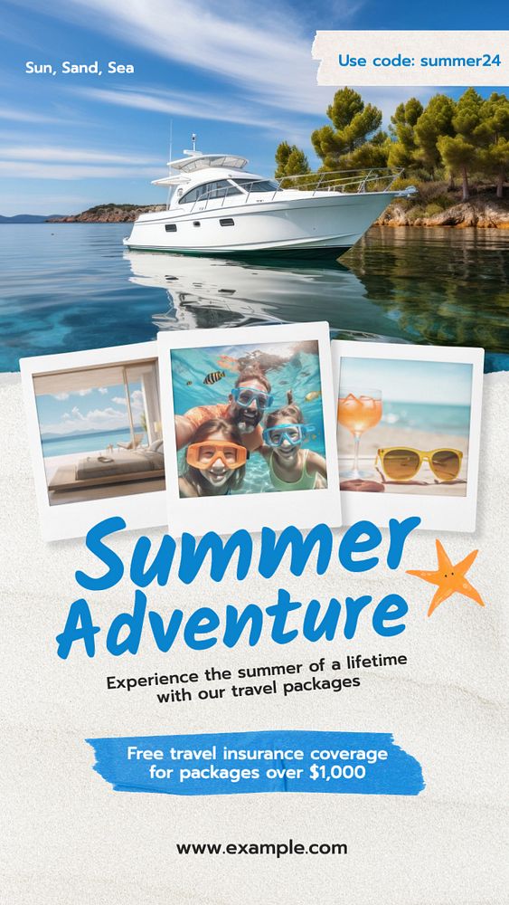 Summer adventure Instagram story template, editable text