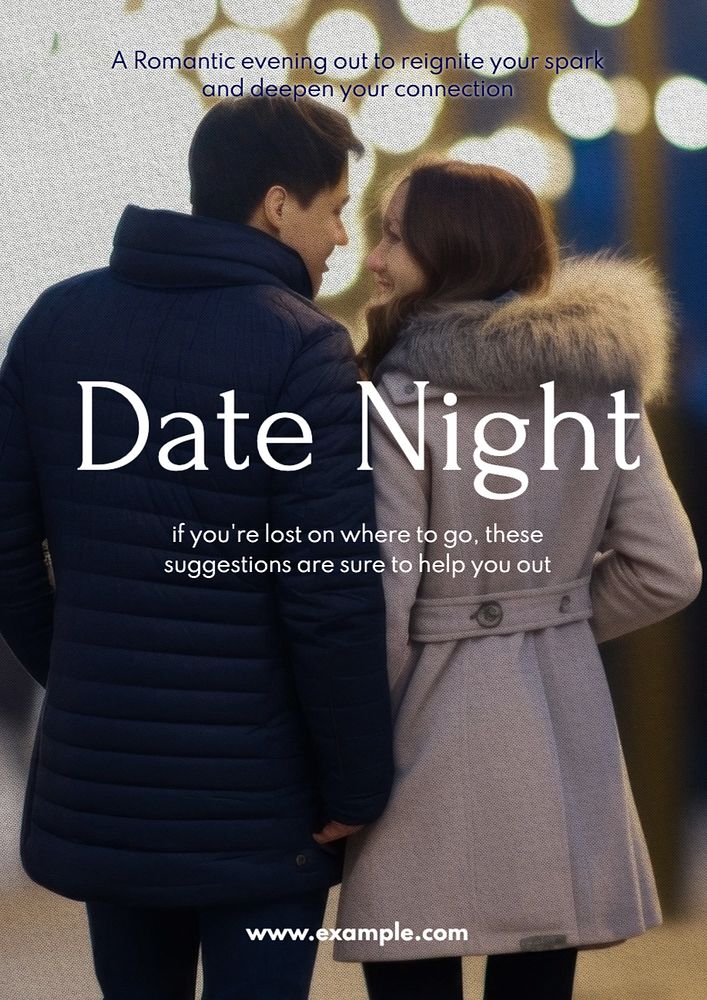 Date night poster template, editable text and design