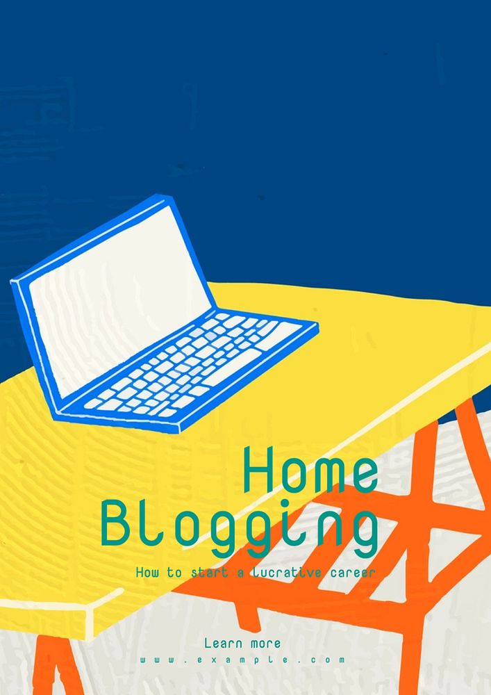 Home blogging  poster template, editable text and design