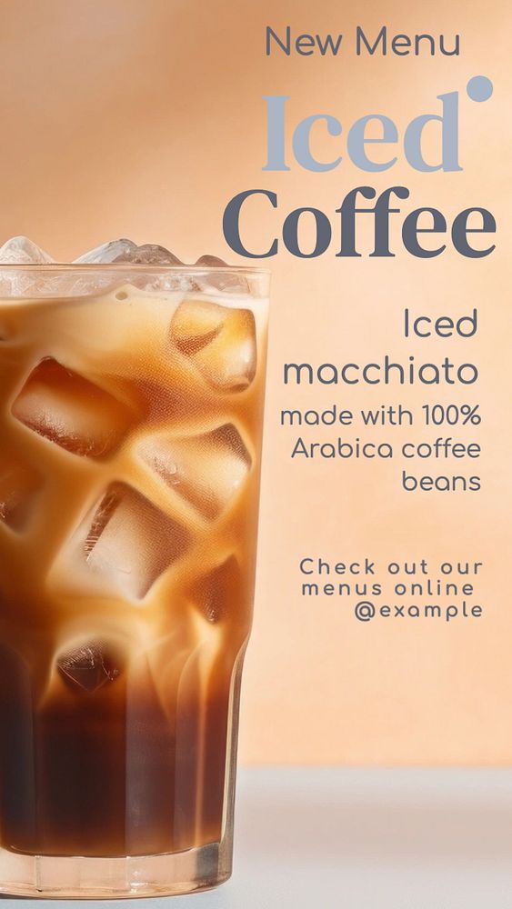 Cafe's new menu Instagram story template, editable text