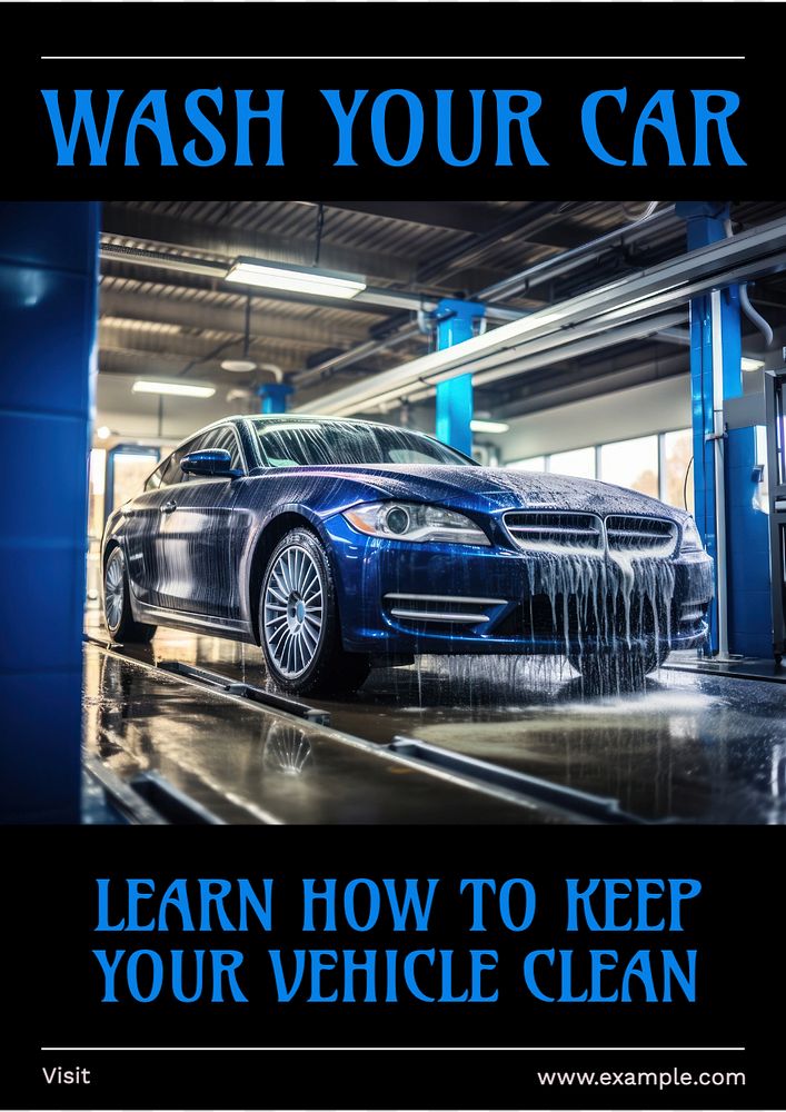 Wash your car poster template, editable text and design