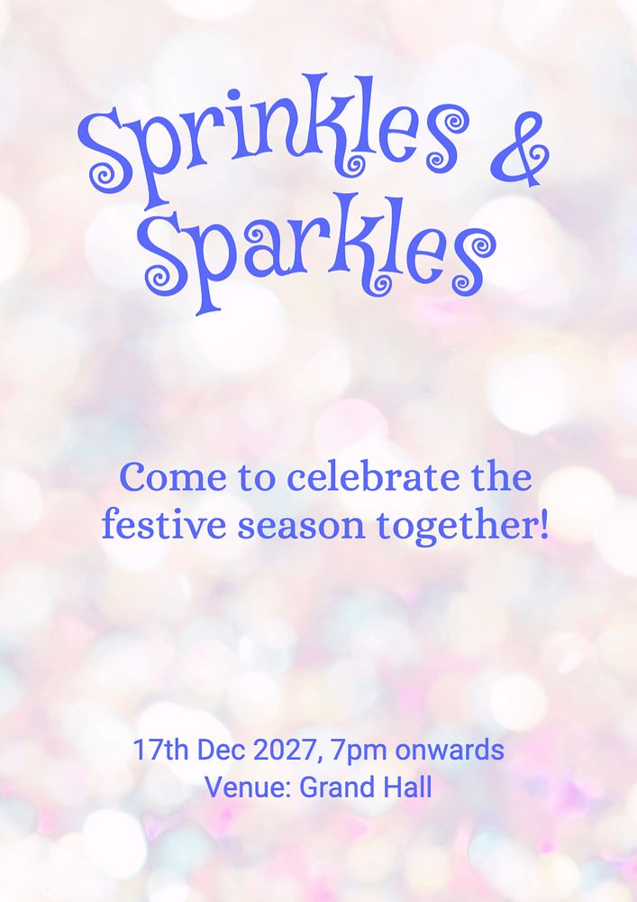 Sprinkles & sparkles festival poster template, editable text and design