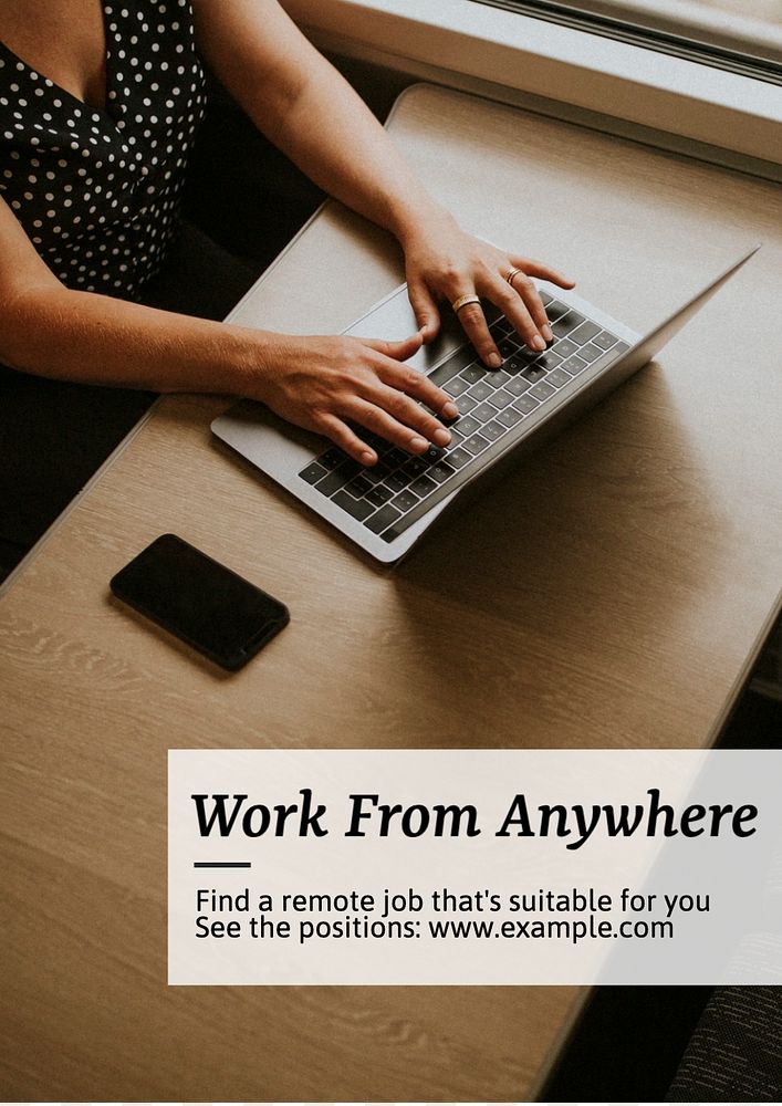 Work from anywhere poster template, editable text and design